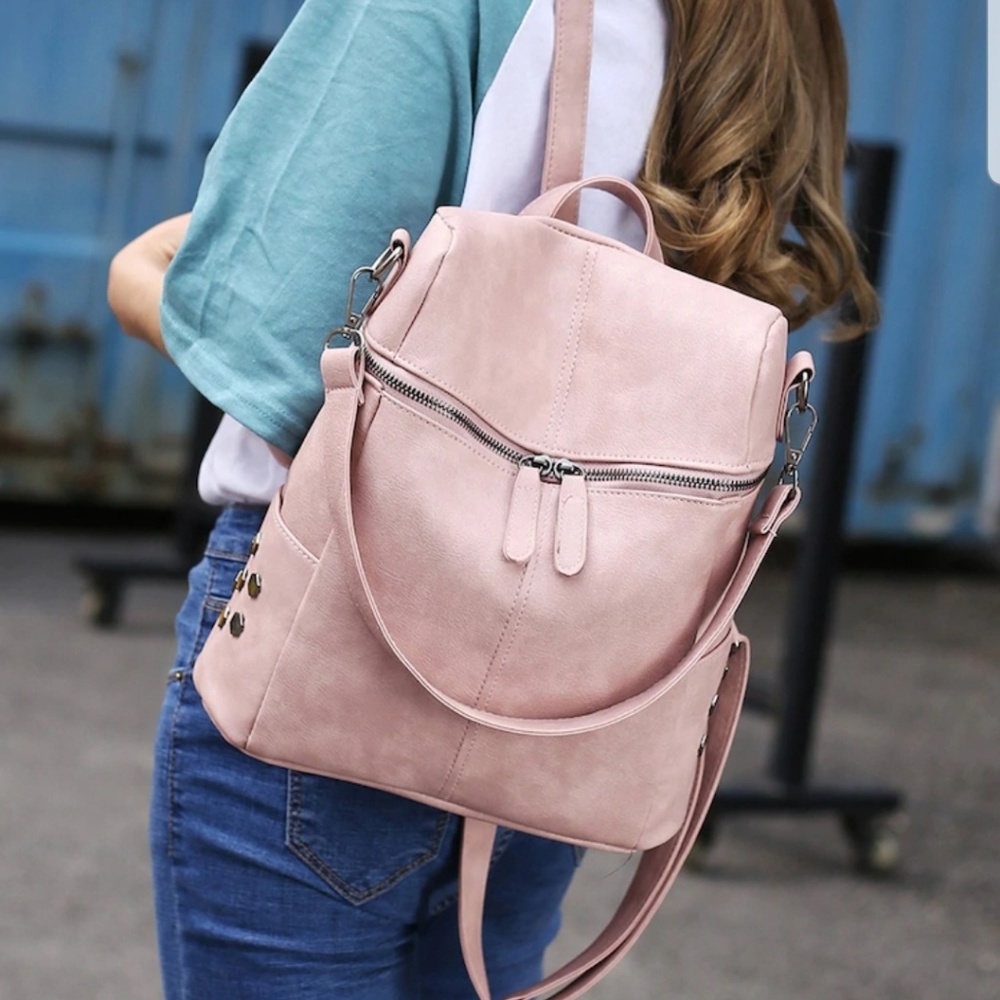 Blush Vegan Leather Mini Backpack - Picture 4 of 8